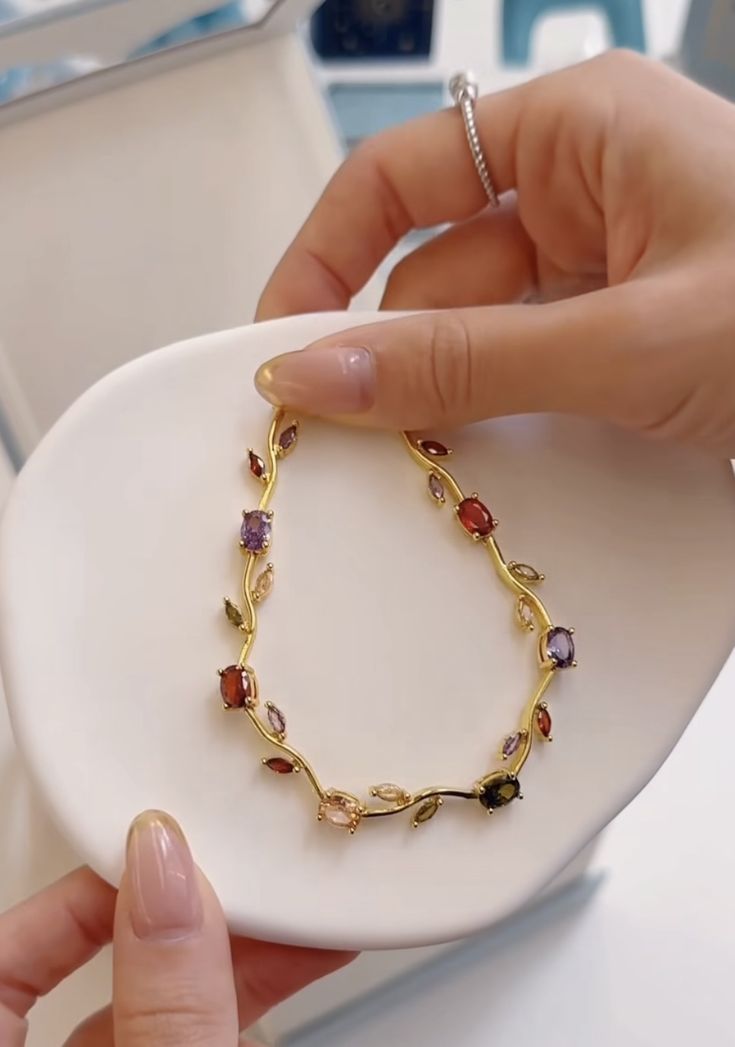 Aurora Vine Crystal Bracelet – Anti Tarnish Gold Plated Adjustable Bracelet