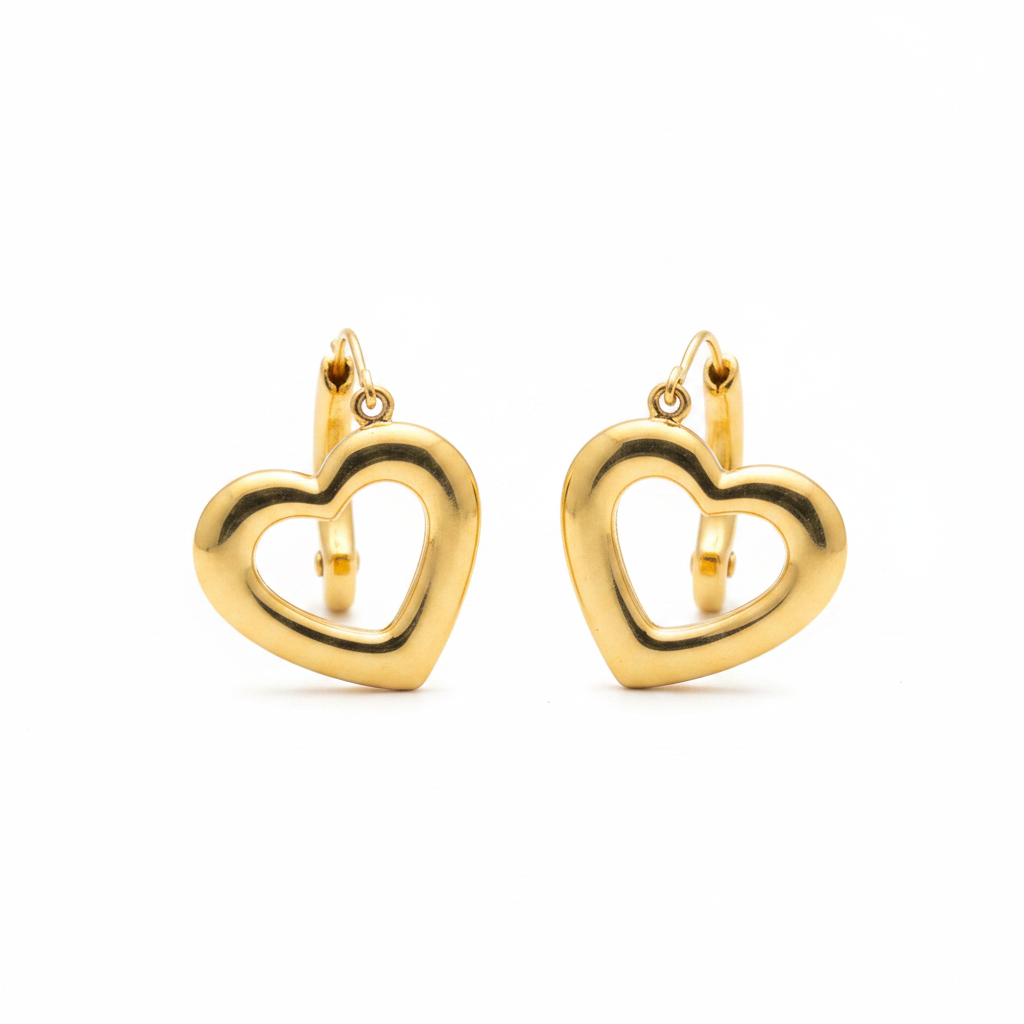 Gold Heart Hoop Earrings for Women | Anti Tarnish | Stainless Steel