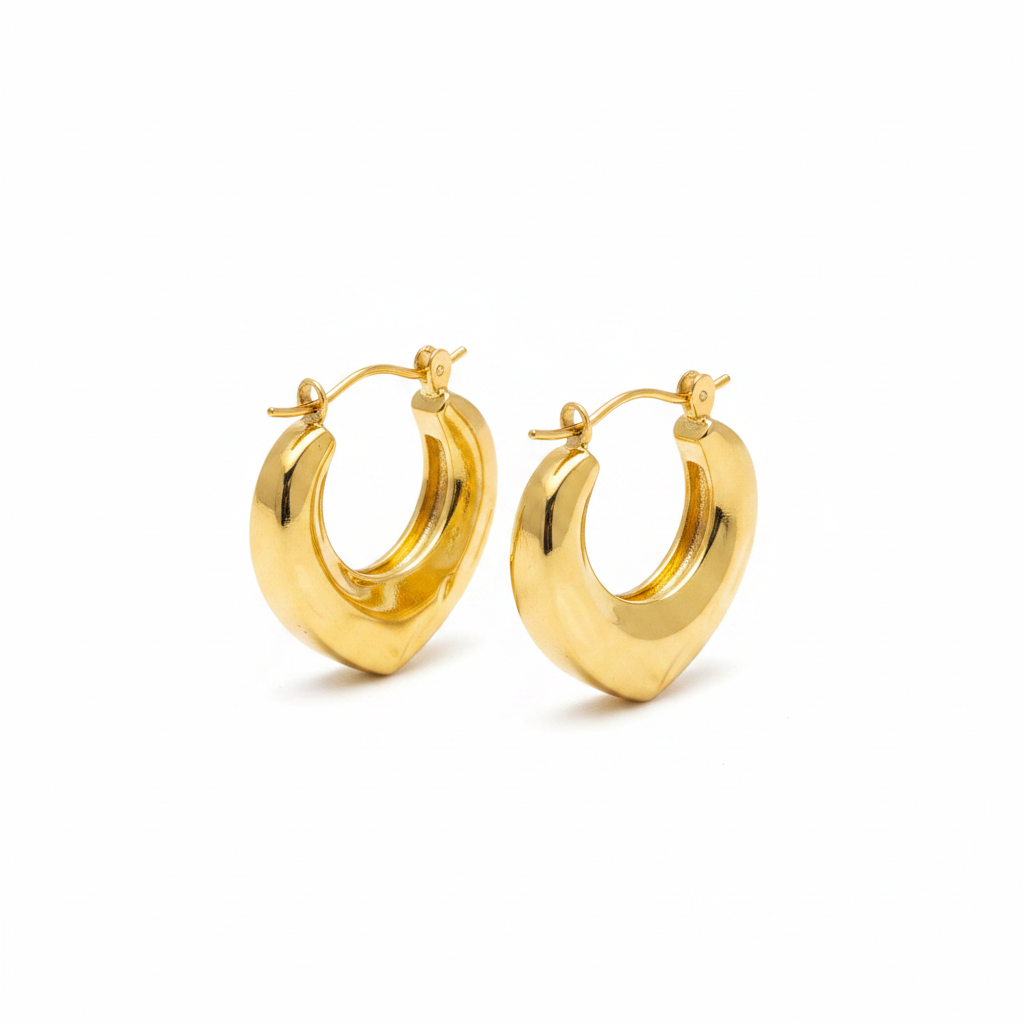 Gold Chunky Hoop Earrings for Women | Anti Tarnish | Stainless Steel