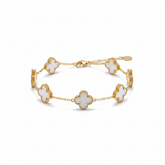 Gold Four Leaf Clover Charm Bracelet for Women | Anti Tarnish | Stainless Steel