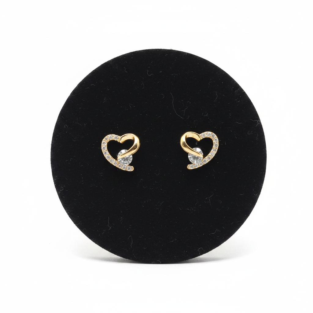 Gold Crystal Heart Stud Earrings for Women | Anti Tarnish | Little Ziyu