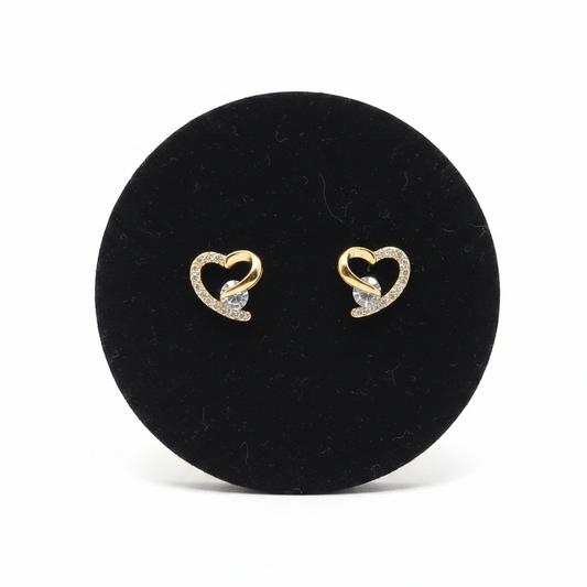 Gold Crystal Heart Stud Earrings for Women | Anti Tarnish | Little Ziyu