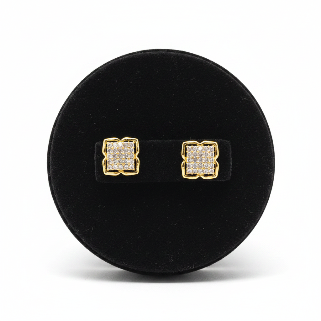 Gold Crystal Square Stud Earrings for Women | Anti Tarnish | Little Ziyu