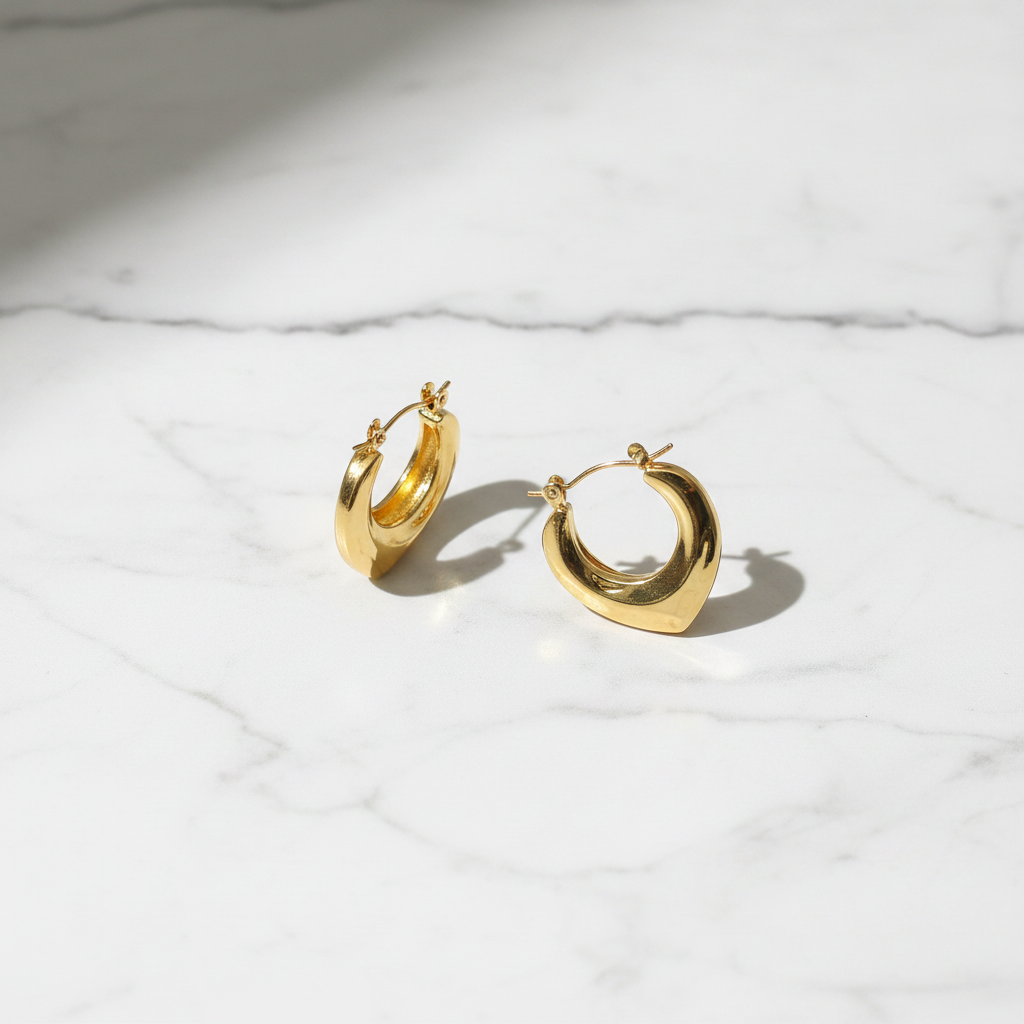 Gold Chunky Hoop Earrings for Women | Anti Tarnish | Stainless Steel