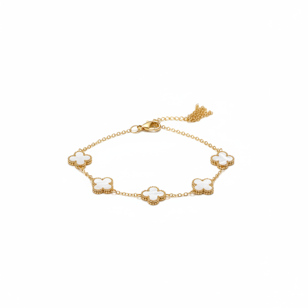 Gold Four Leaf Clover Charm Bracelet for Women | Anti Tarnish | Stainless Steel