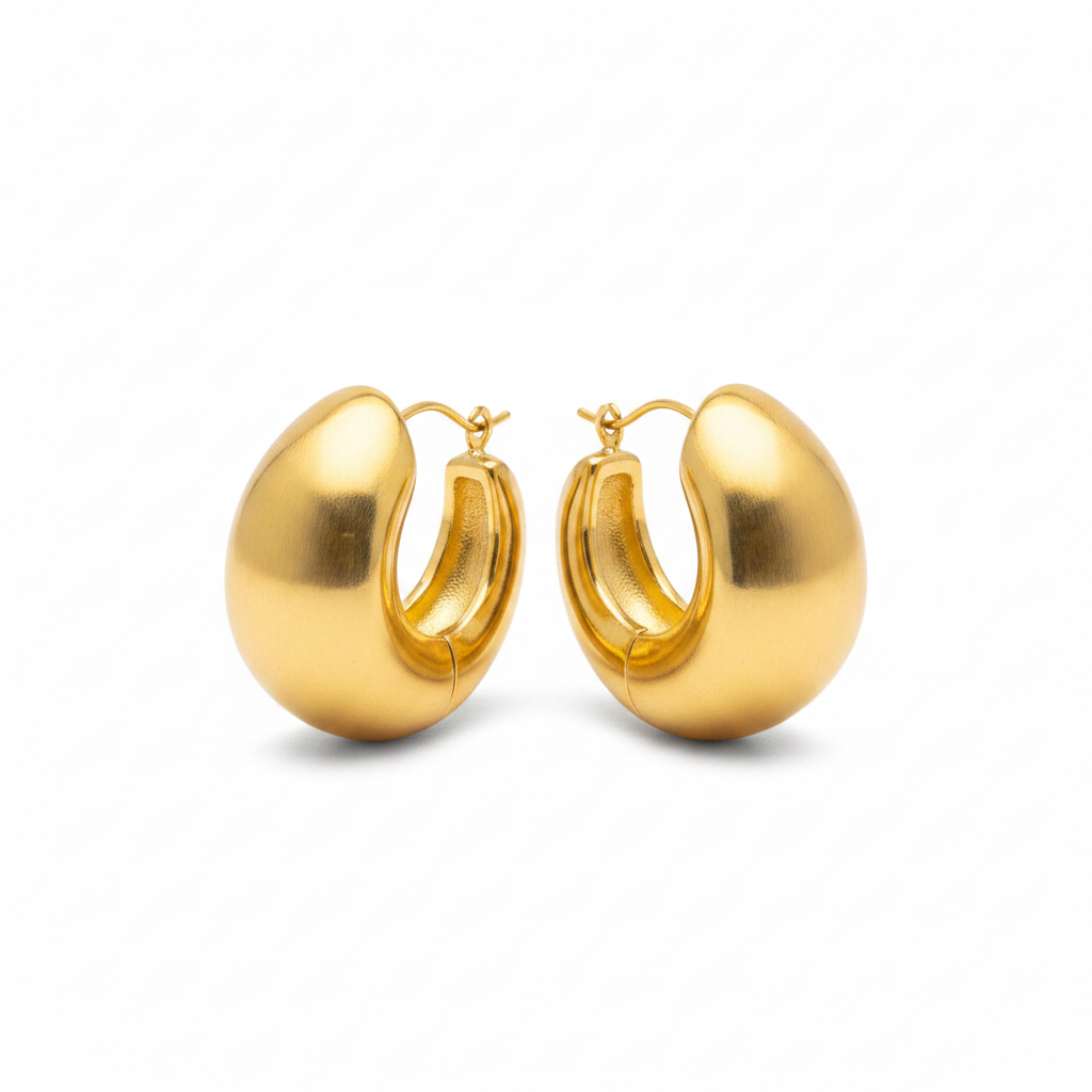 Gold Chunky Hoop Earrings for Women | Anti Tarnish | Stainless Steel